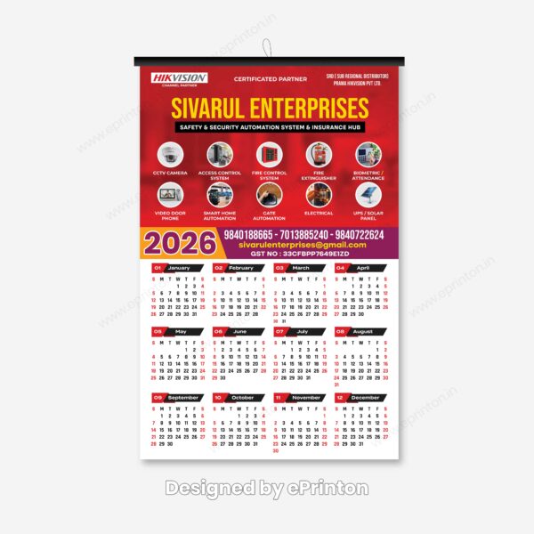 Yearly Calendar 2026 (Single Sheet) - Image 6